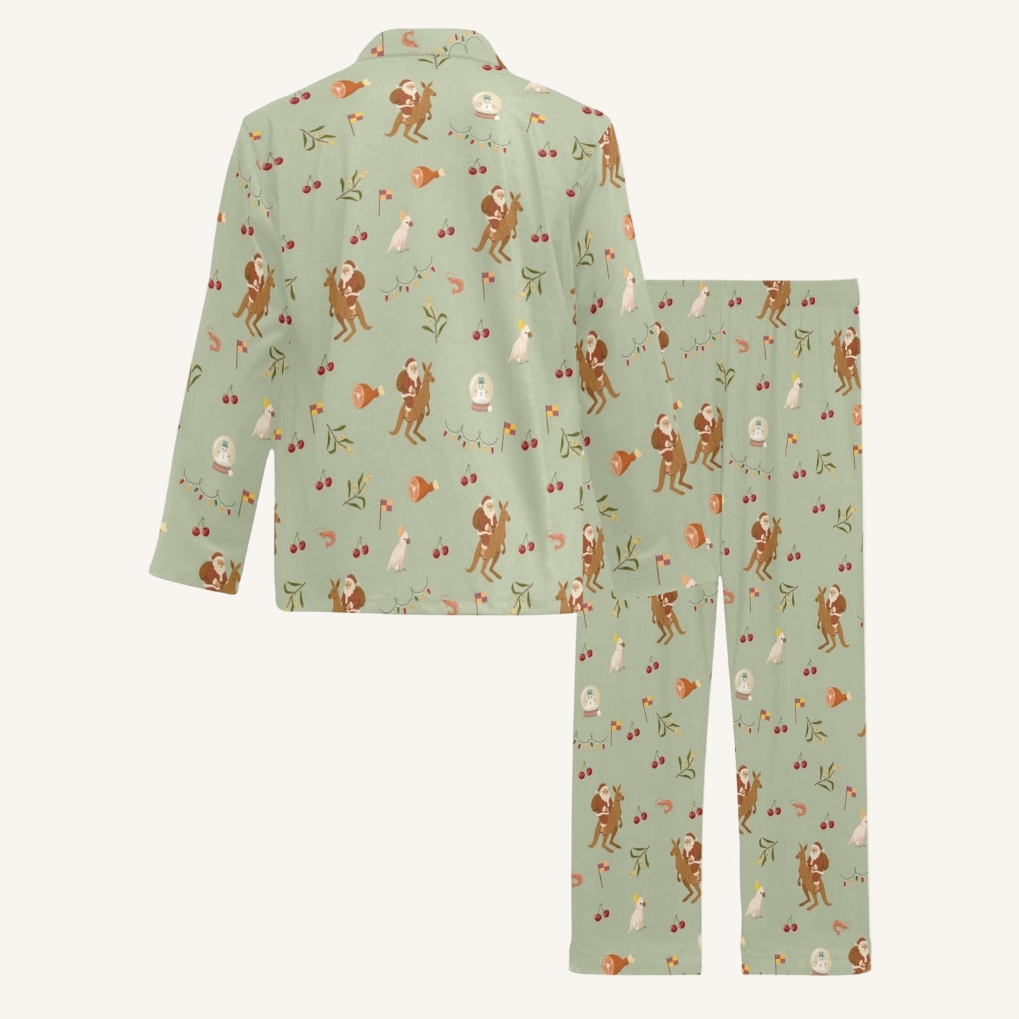 Christmas Down Under Men's Button Down Pajama Set