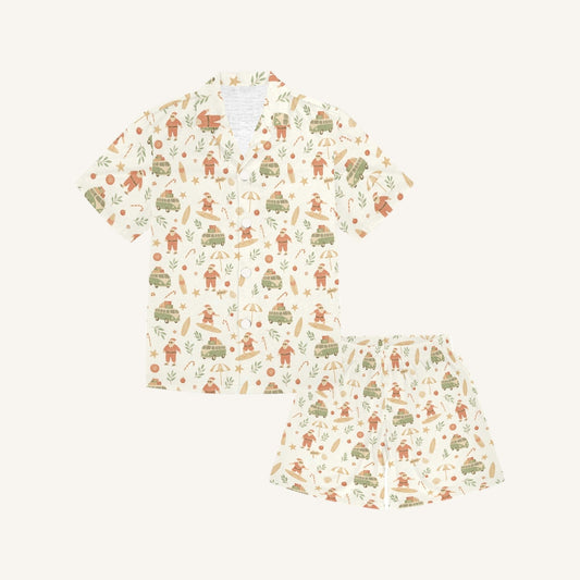 Surfing Santas Big Kids Short Pajama Set