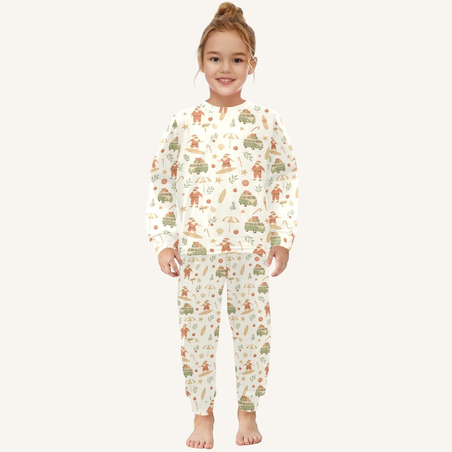 Surfing Santas Little Kids Crew Neck Pajama Set