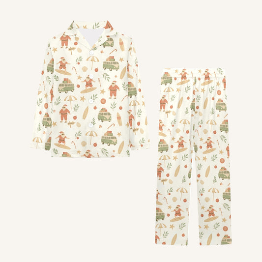 Surfing Santas Little Kids Button Pajama Set