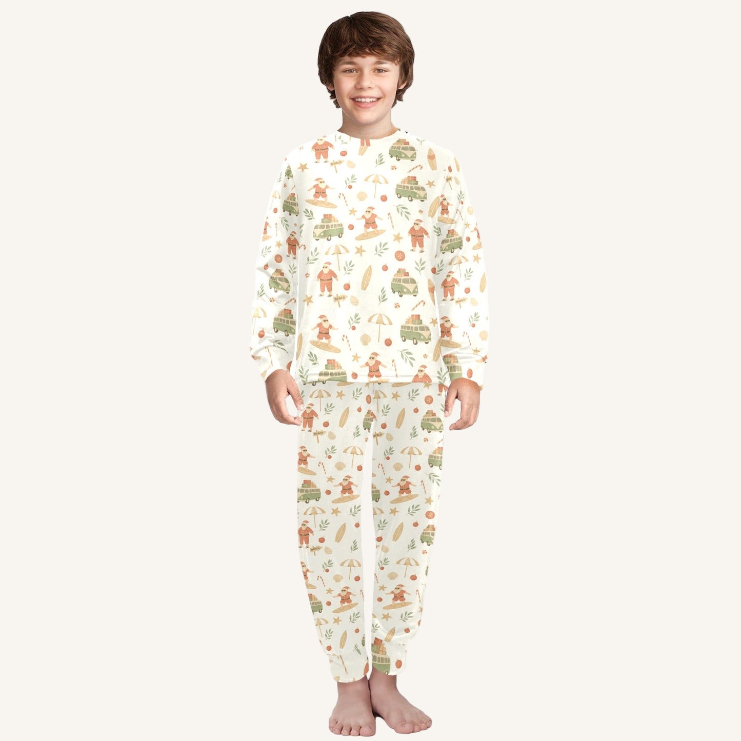 Surfing Santas Big Kids Crew Neck Pajama Set