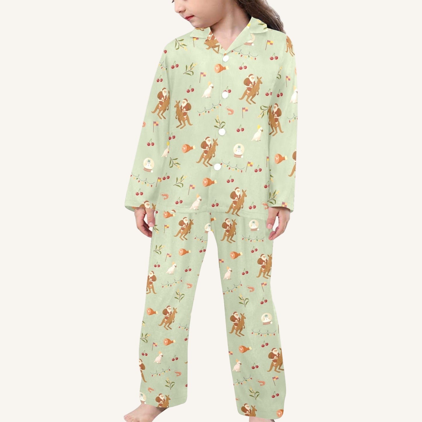 Christmas Down Under Little Kids Button Down Pajama Set