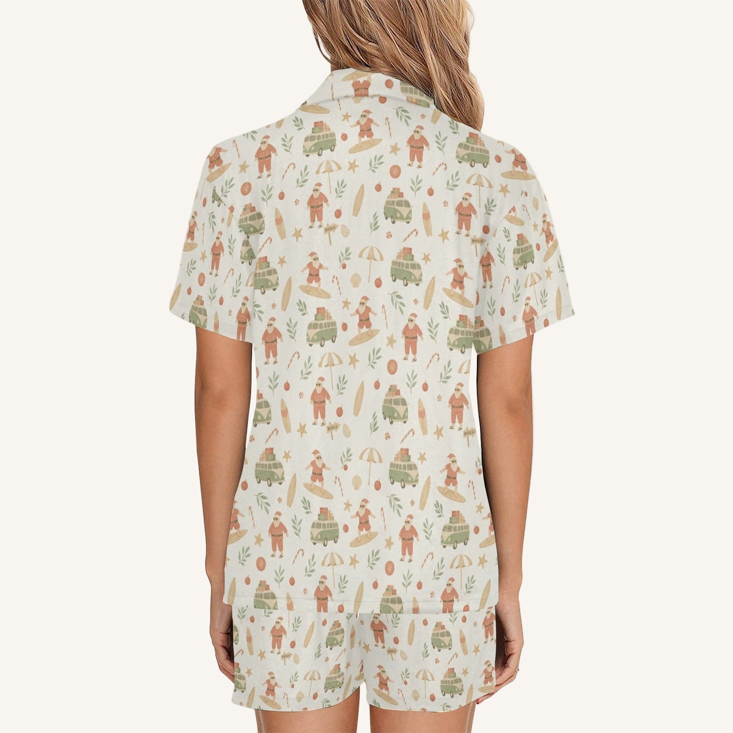 Surfing Santas Women's Short Pajama Set