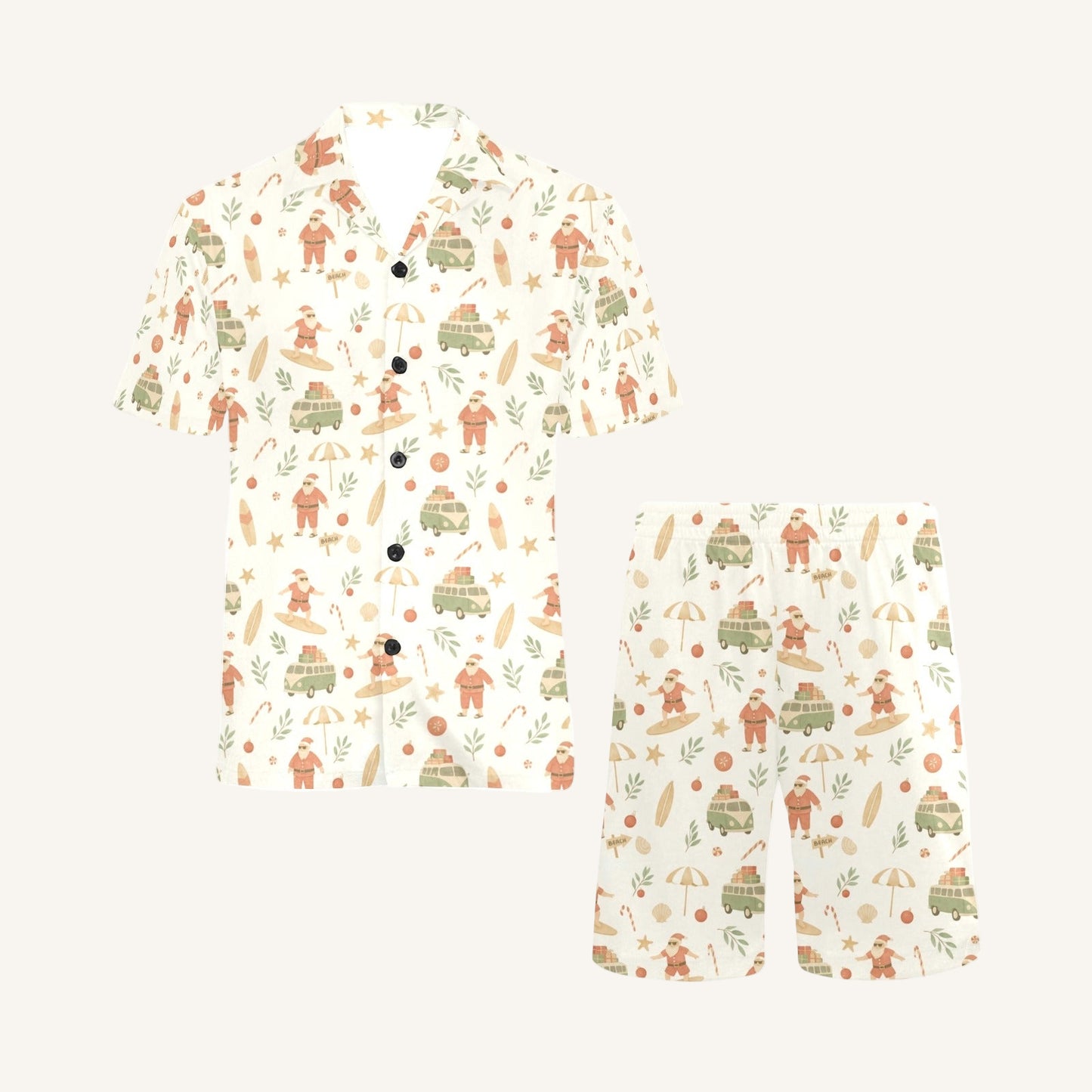 Surfing Santas Men's Short Pajama Set