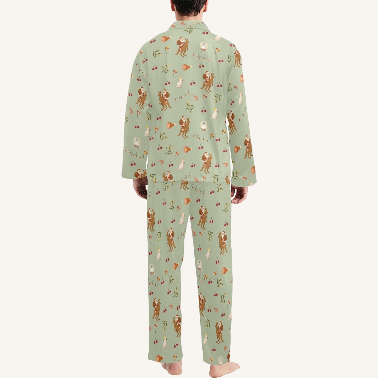 Christmas Down Under Men's Button Down Pajama Set