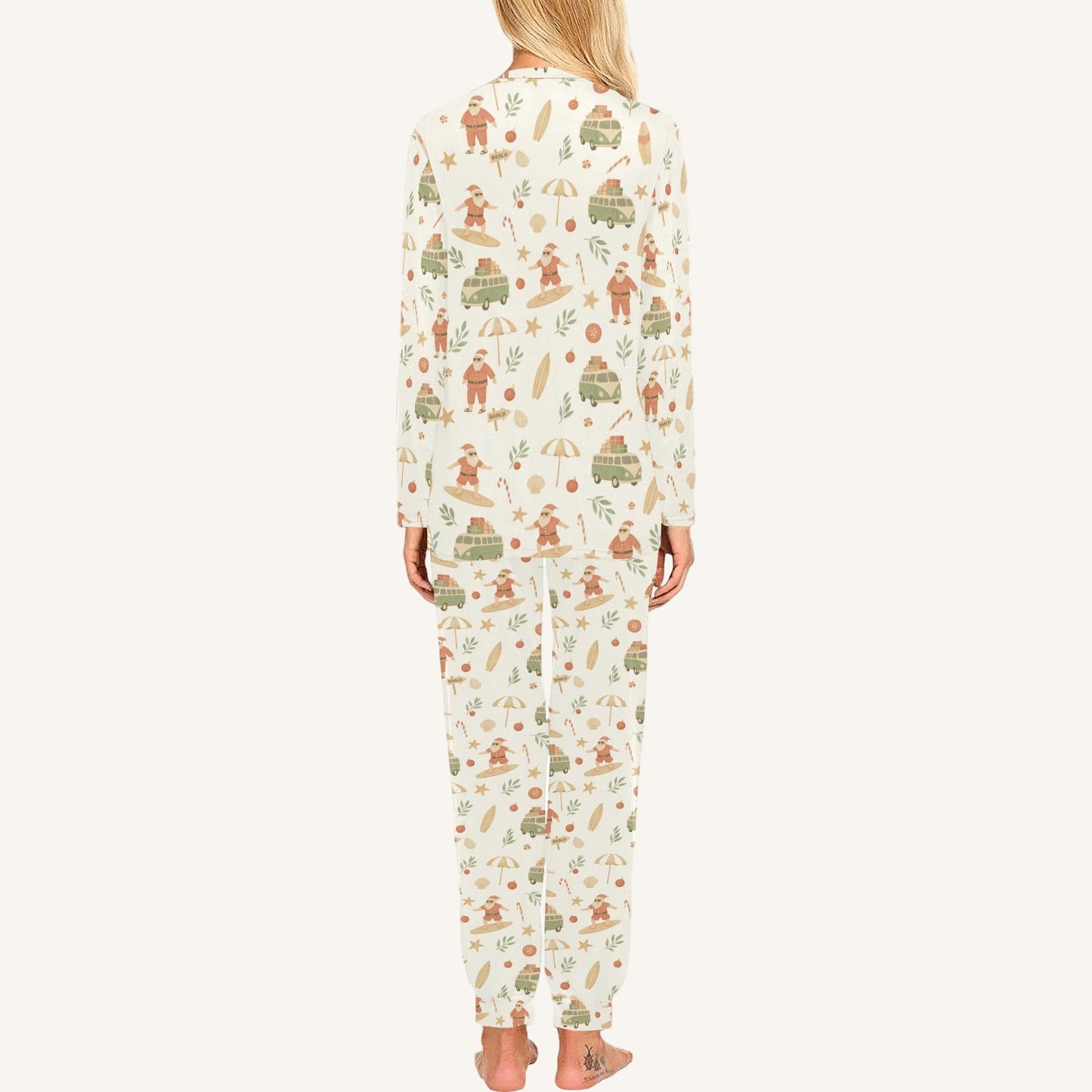 Surfing Santas Women's Crew Neck Pajama Set