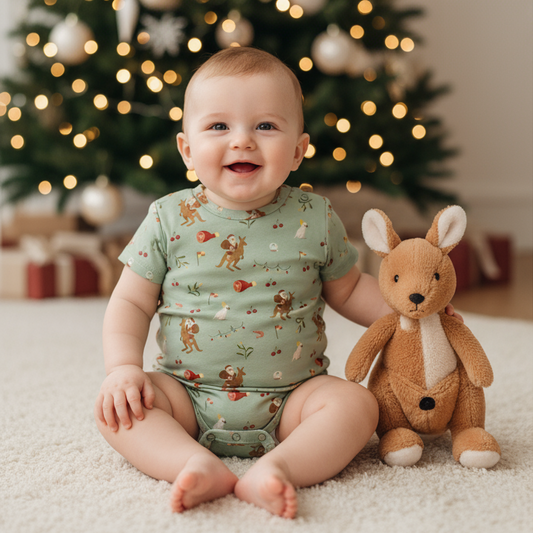 Christmas Down Under Baby Short Sleeve Romper