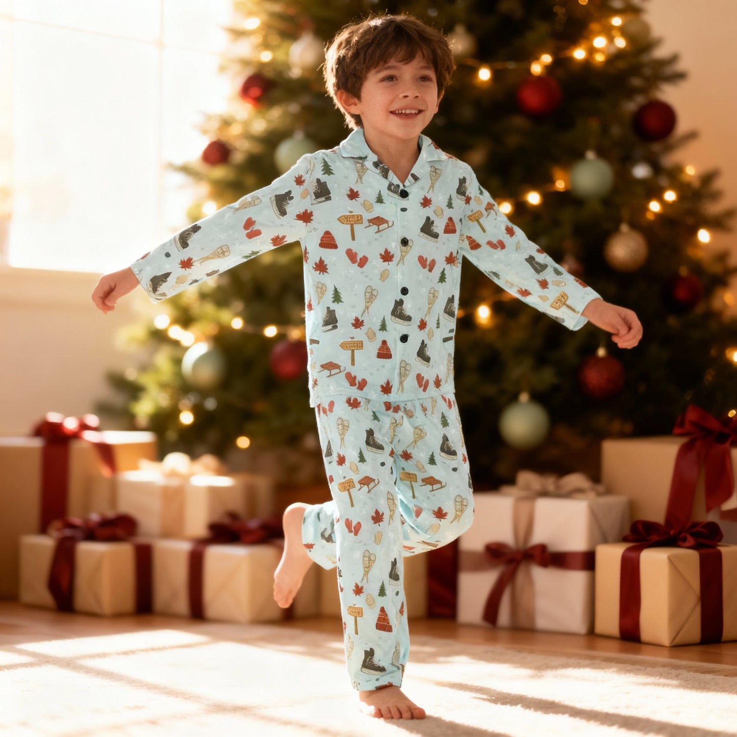 Cold Hands Warm Hearts Big Kids Button Down Pajama Set