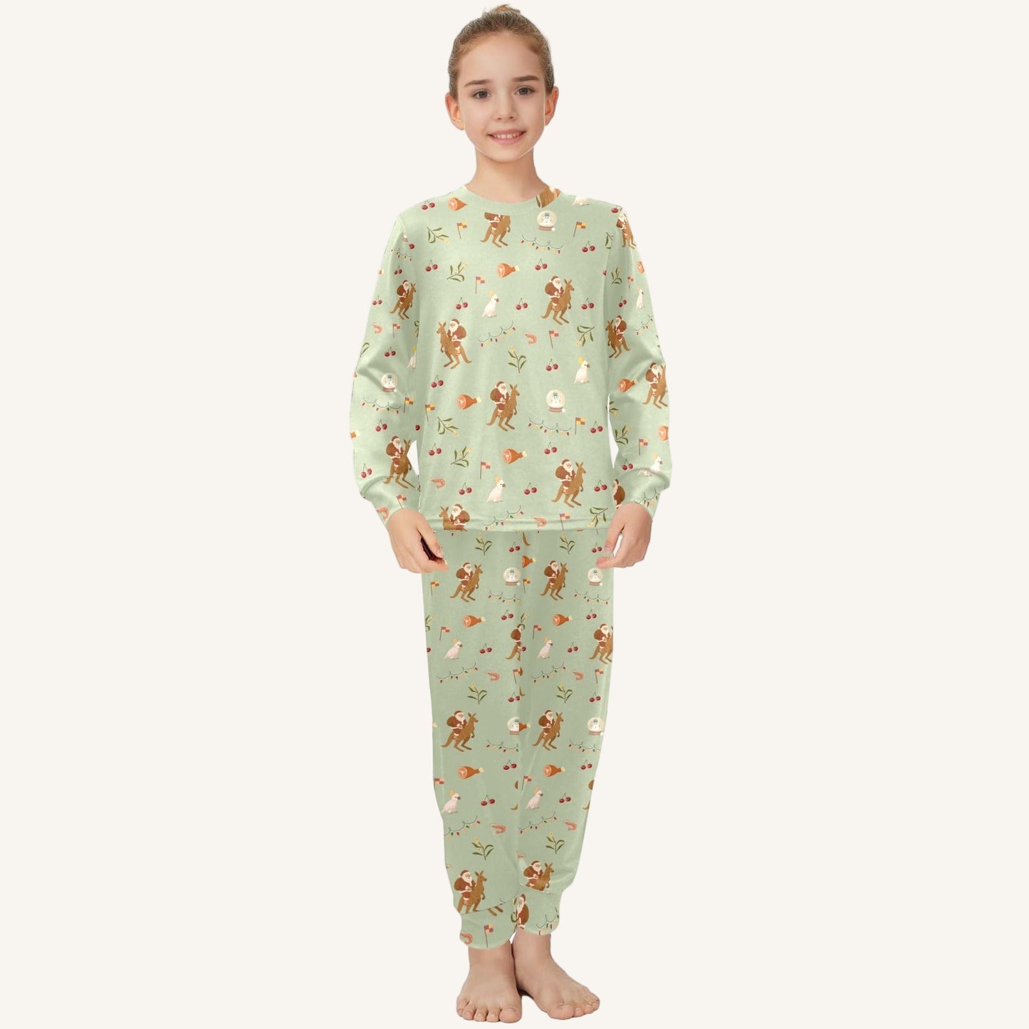 Christmas Down Under Big Kids Crew Neck Pajama Set