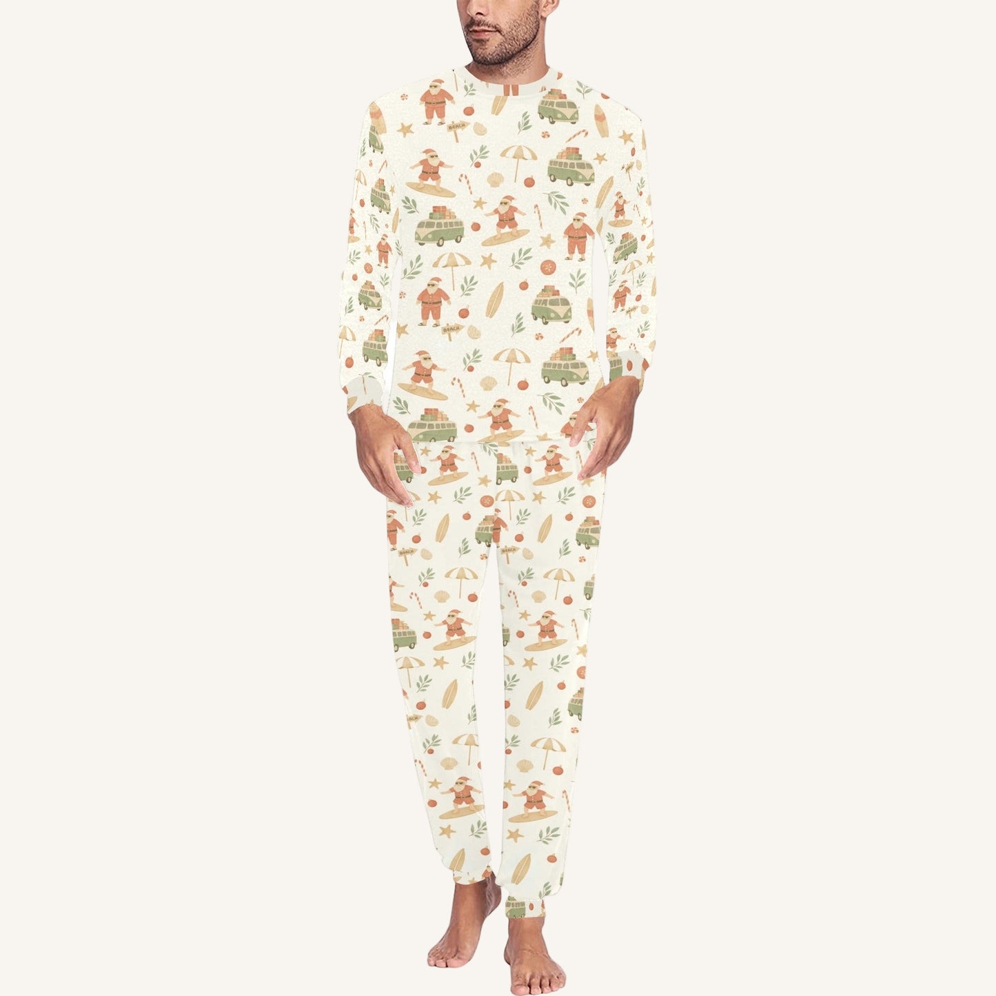 Surfing Santas Men's Crew Neck Pajama Set