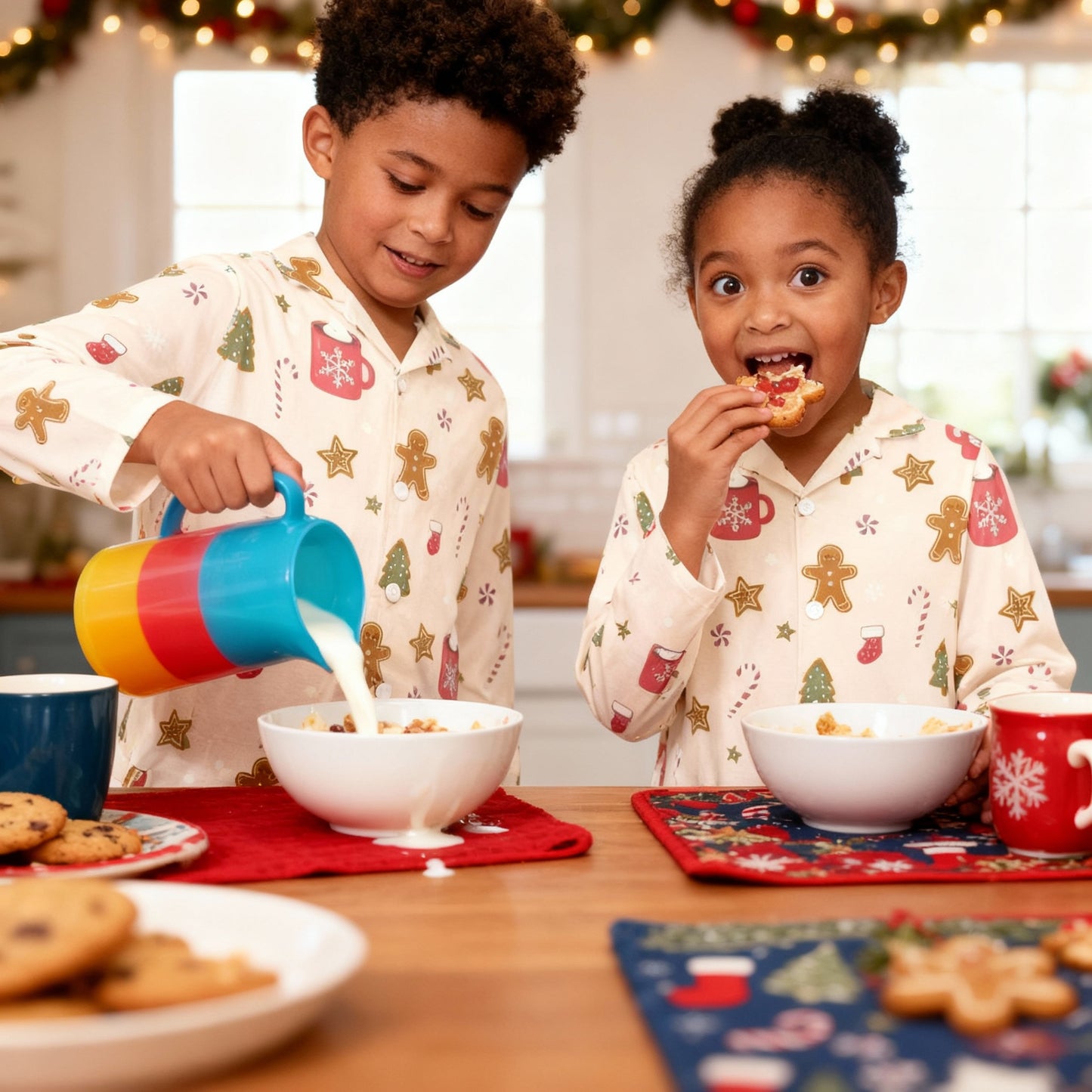 Cookies For Breakfast Little Kids Button Down Pajama Set