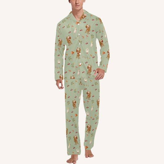 Christmas Down Under Men's Button Down Pajama Set