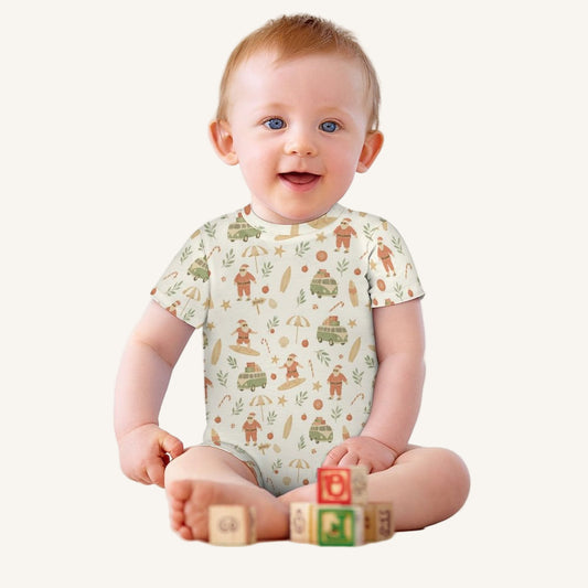 Surfing Santas Baby Short Sleeve Romper