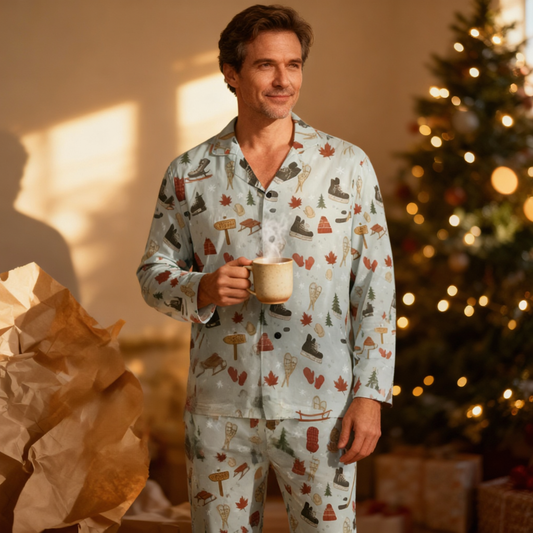 Cold Hands Warm Hearts Men's Button Down Pajama Set