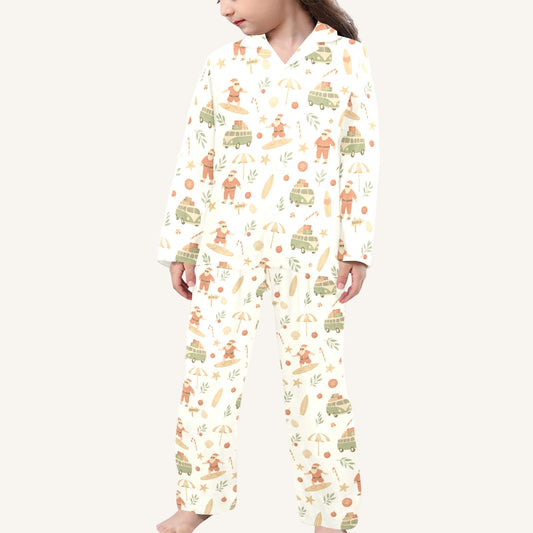 Surfing Santas Little Kids Button Pajama Set