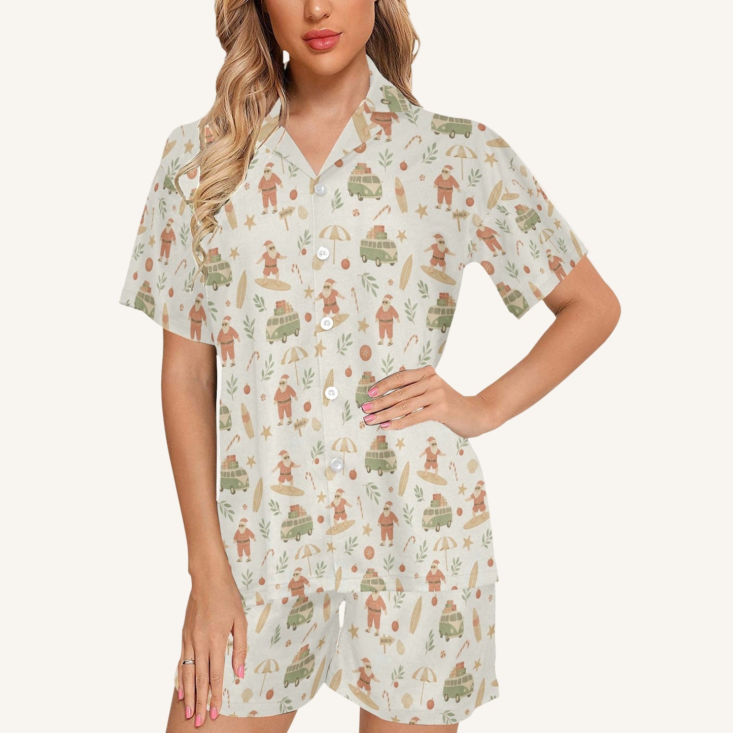 Surfing Santas Women's Short Pajama Set
