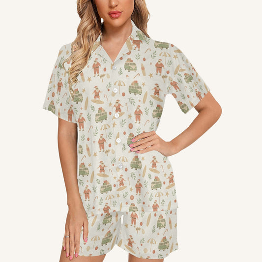 Surfing Santas Women's Short Pajama Set