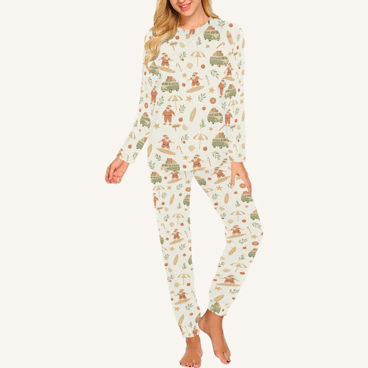 Surfing Santas Women's Crew Neck Pajama Set