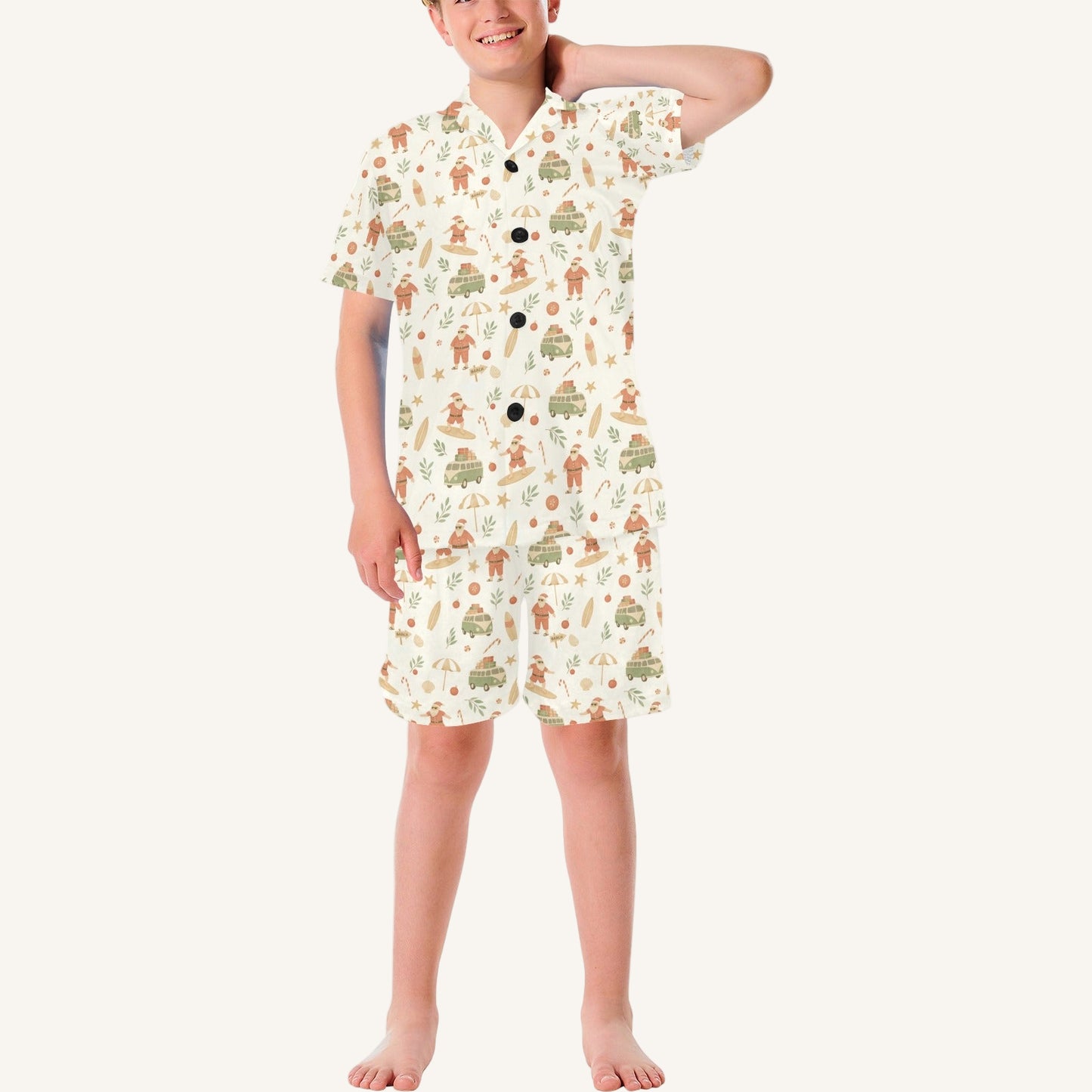 Surfing Santas Big Kids Short Pajama Set