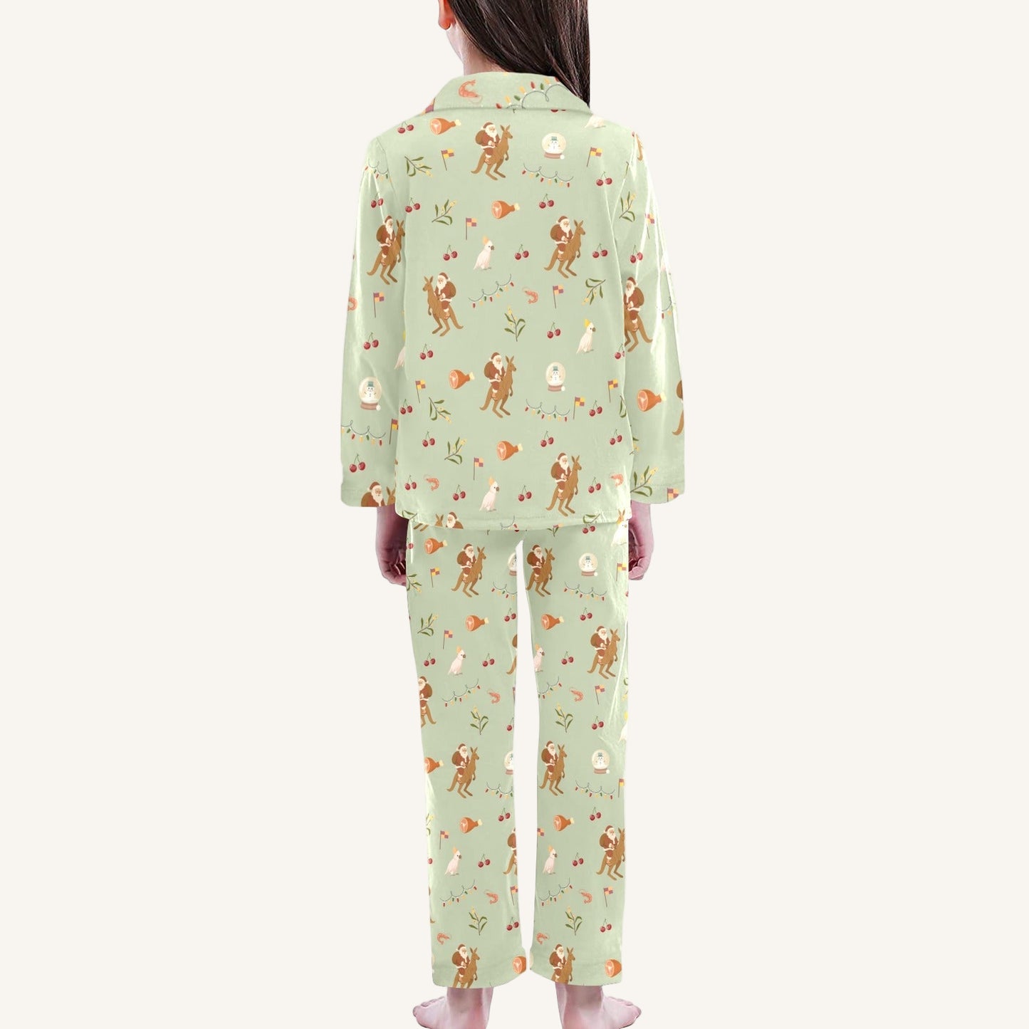 Christmas Down Under Big Kids Button Down Pajama Set