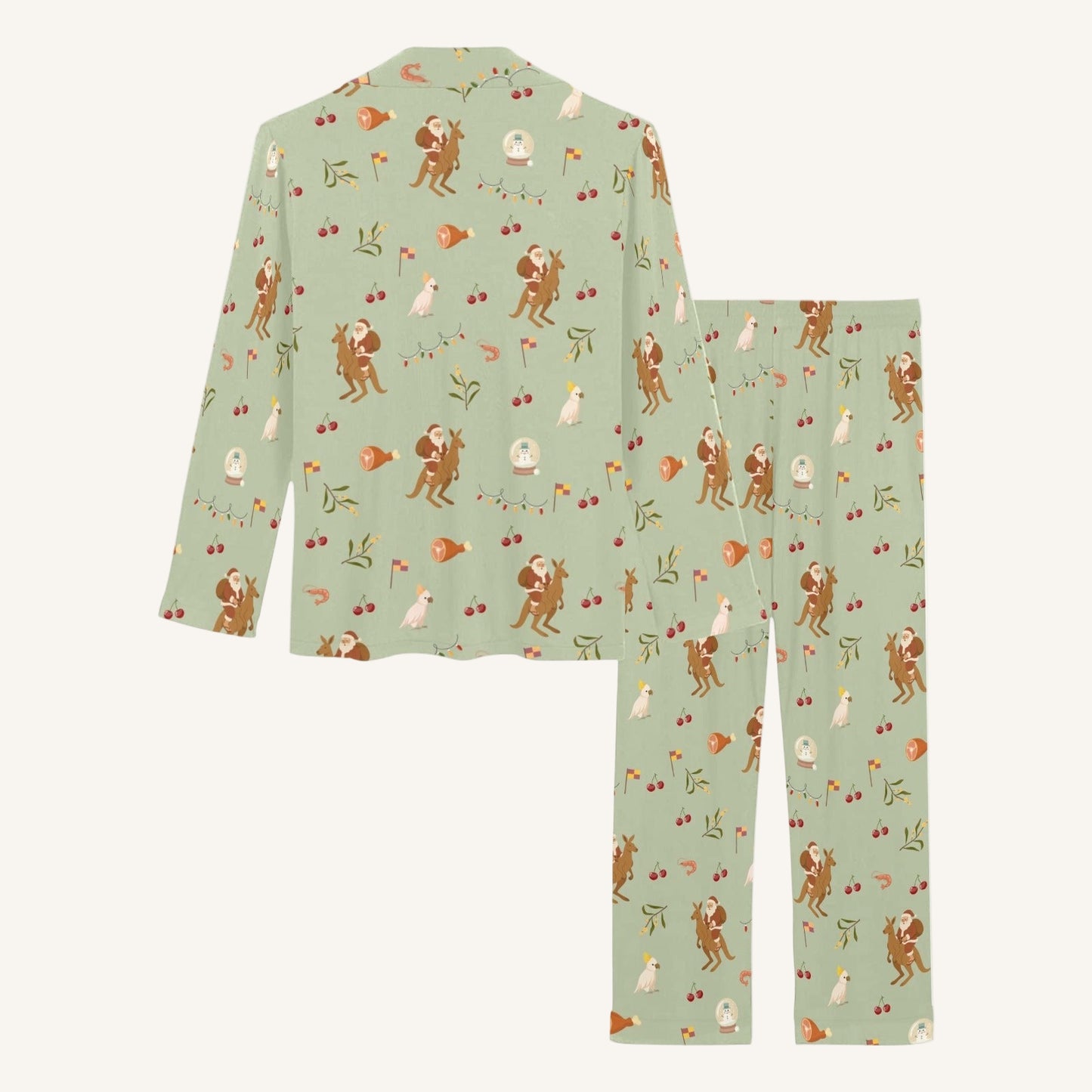 Christmas Down Under Women's Button Down Pajama Set