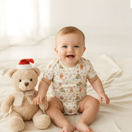 Surfing Santas Baby Short Sleeve Romper