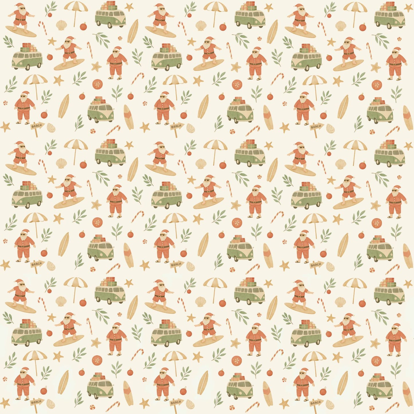 Surfing Santas Little Kids Button Pajama Set