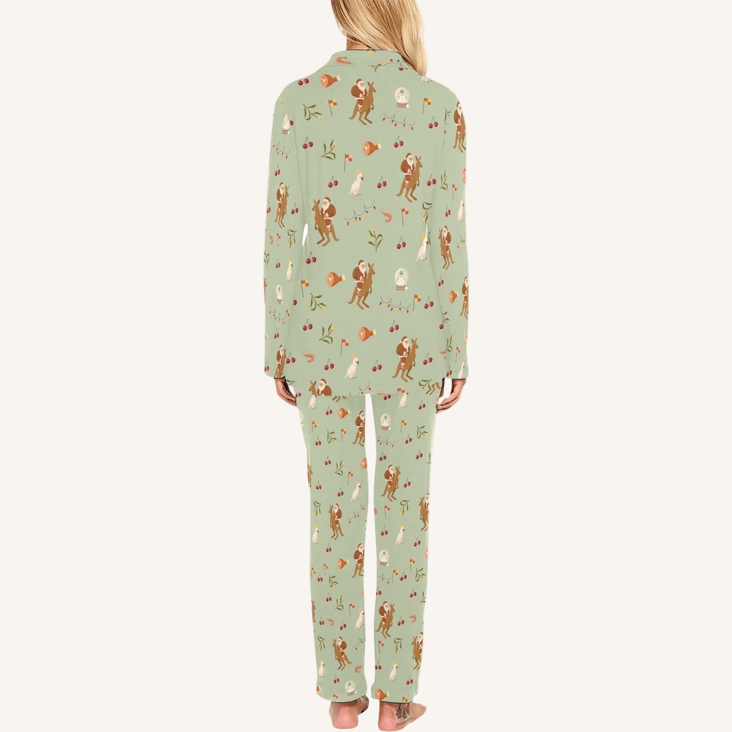 Christmas Down Under Women's Button Down Pajama Set