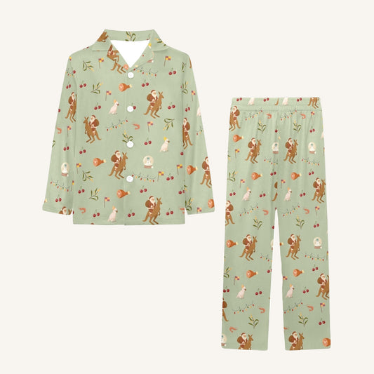 Christmas Down Under Big Kids Button Down Pajama Set