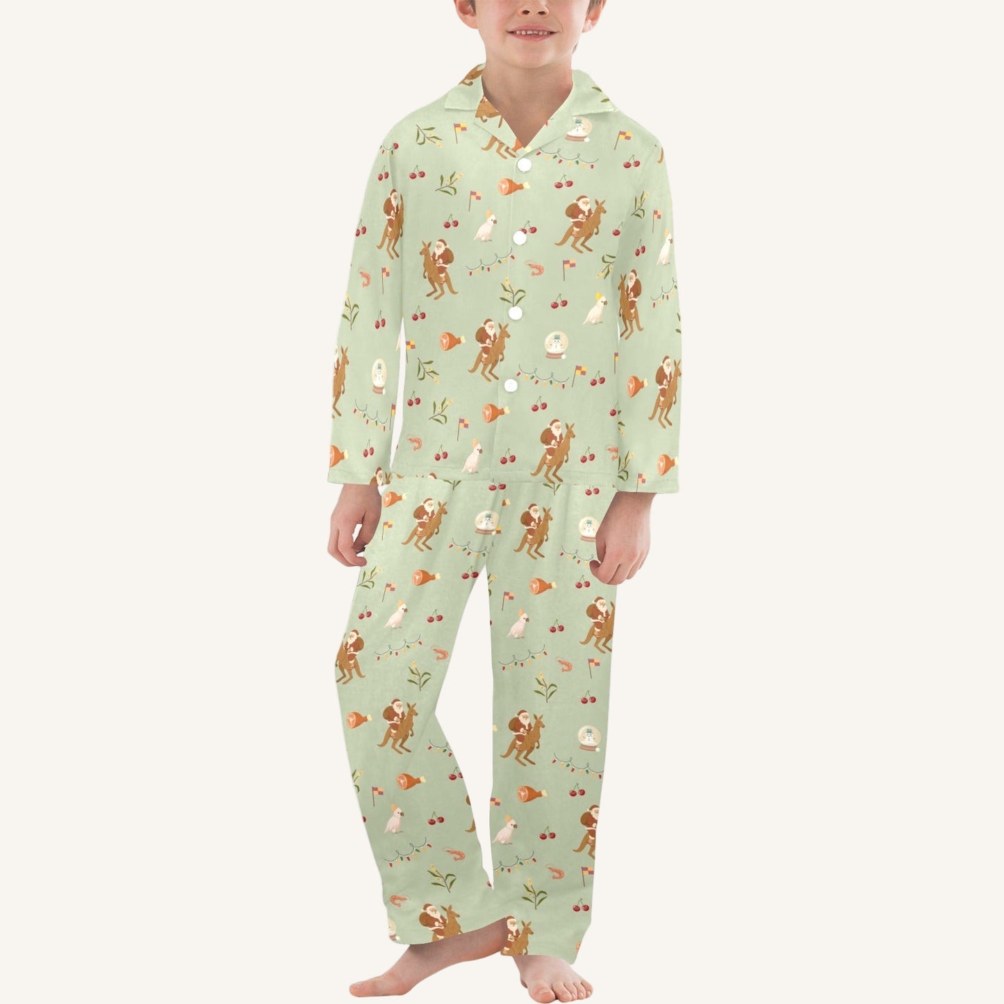 Christmas Down Under Big Kids Button Down Pajama Set