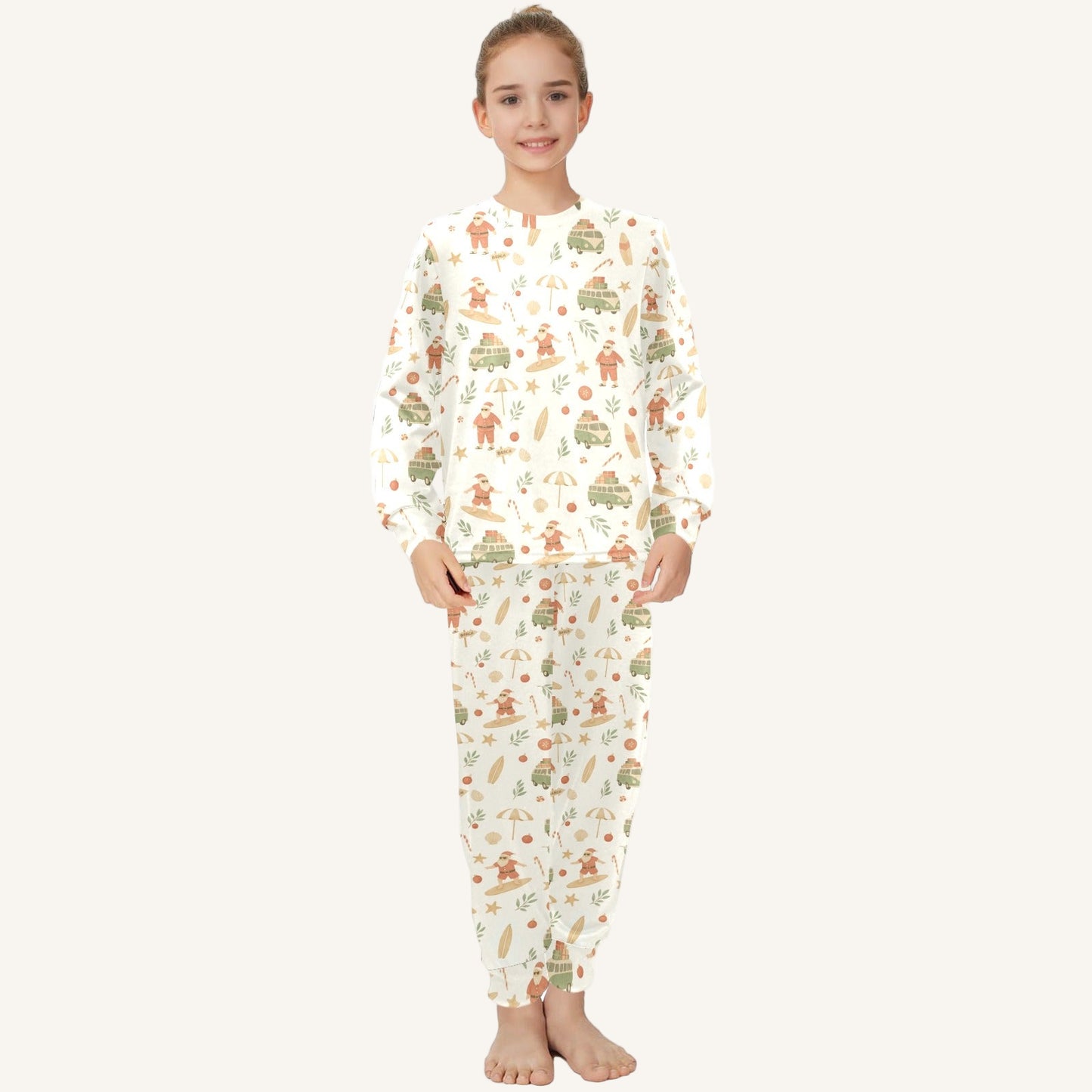 Surfing Santas Big Kids Crew Neck Pajama Set