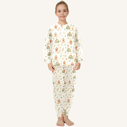 Surfing Santas Big Kids Crew Neck Pajama Set
