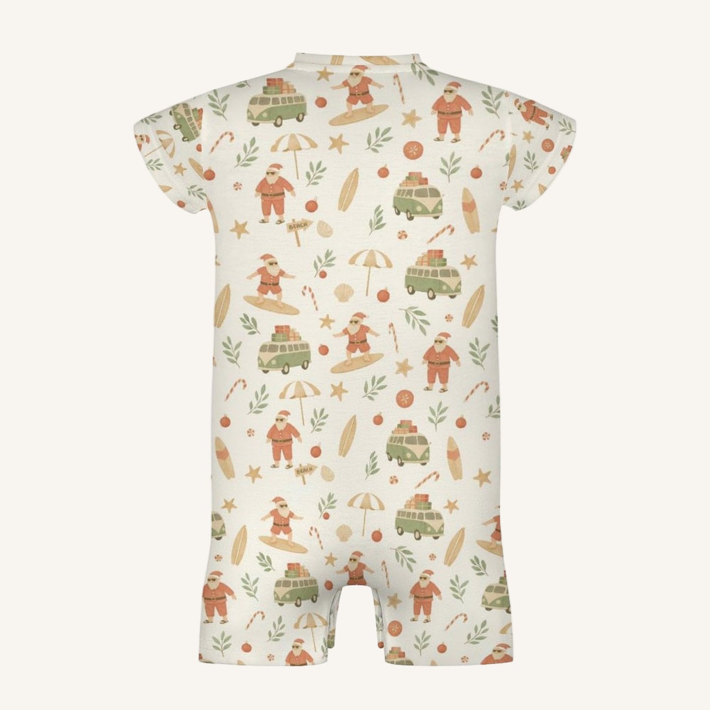 Surfing Santas Baby Short Sleeve Romper