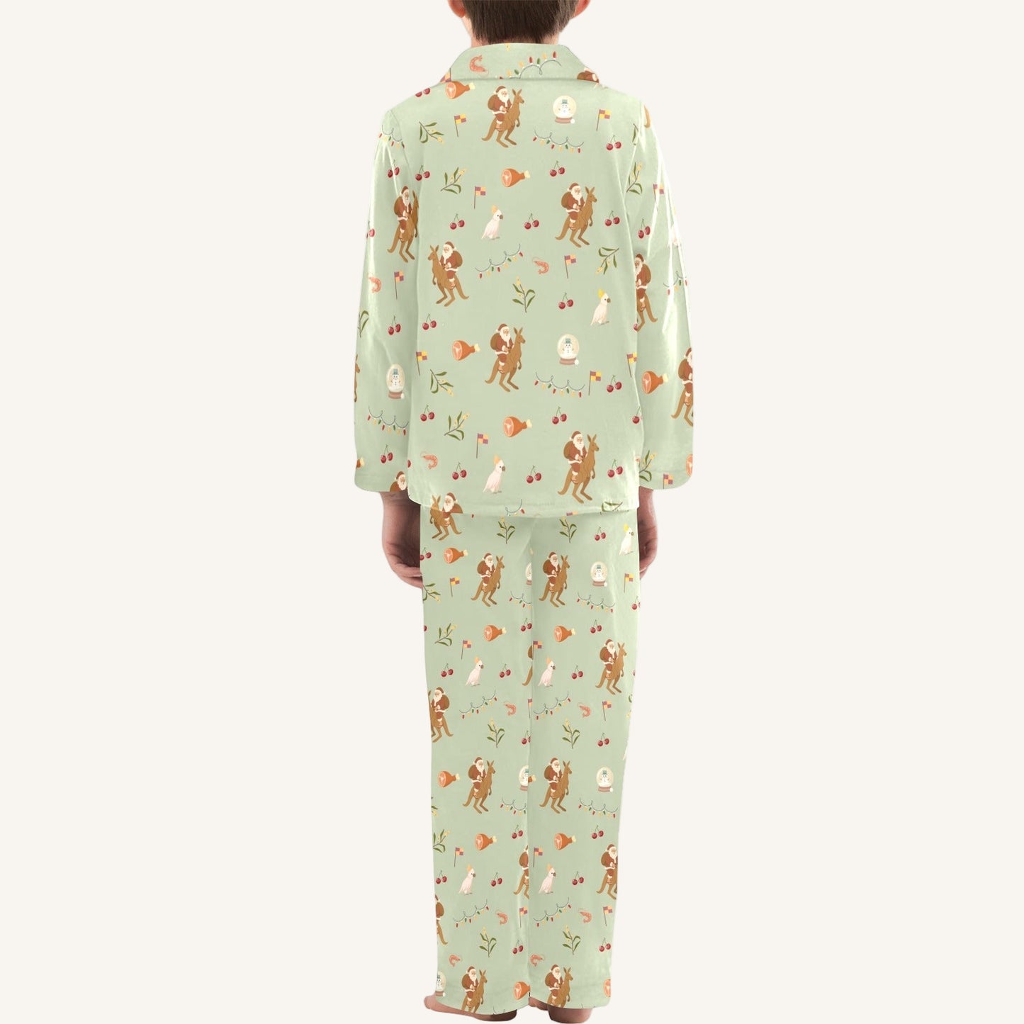 Christmas Down Under Big Kids Button Down Pajama Set
