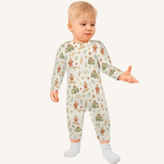Surfing Santas Baby Long Sleeve Romper Long Sleeve Baby Romper