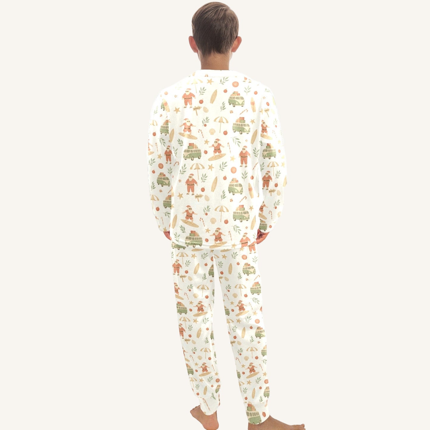 Surfing Santas Big Kids Crew Neck Pajama Set