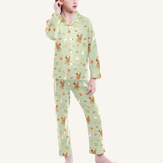 Christmas Down Under Big Kids Button Down Pajama Set