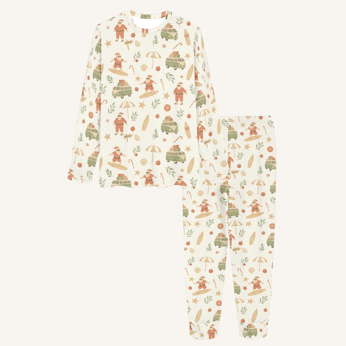 Surfing Santas Women's Crew Neck Pajama Set