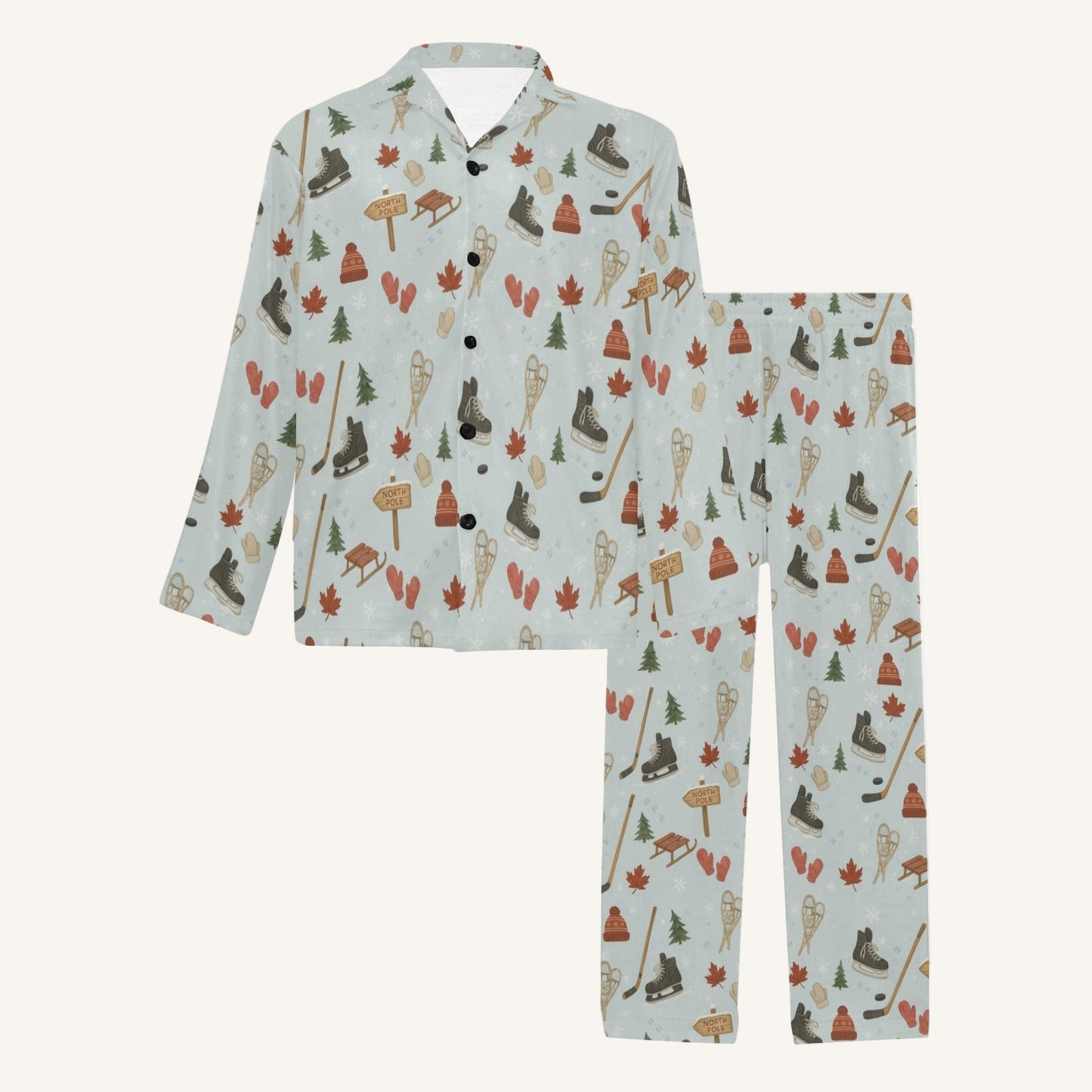 Cold Hands Warm Hearts Men's Button Down Pajama Set