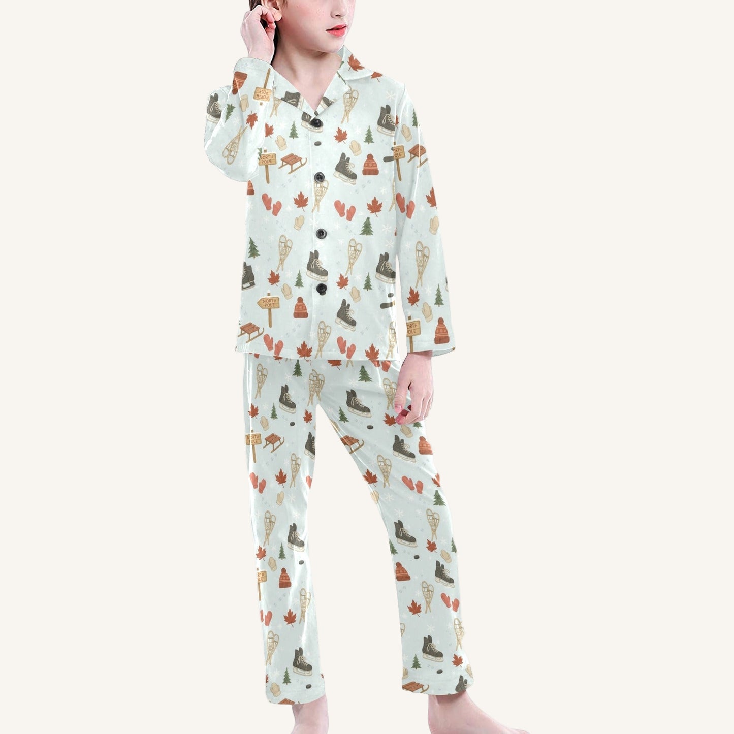 Cold Hands Warm Hearts Big Kids Button Down Pajama Set